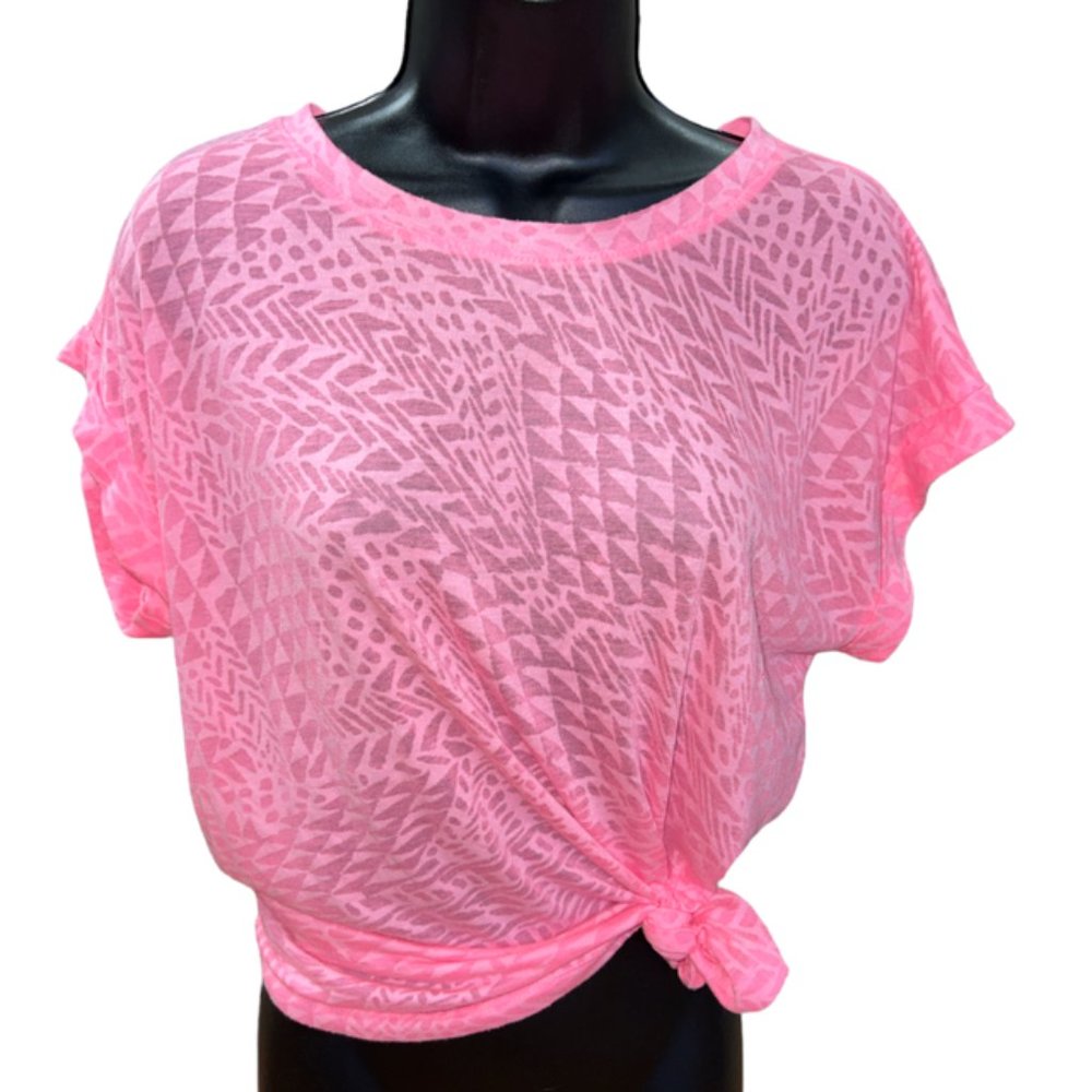 Forever 21 Geometric Neon Pink Flowy Top Sz S